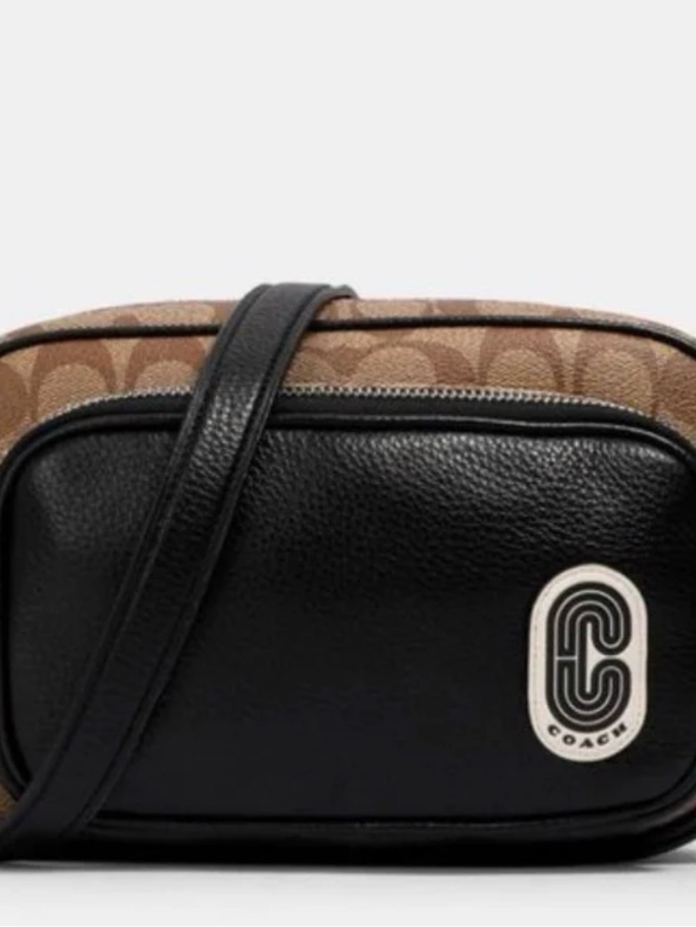 Coach Brown Signature Canvas Crossbody with Black Leather Trim - Picture 2 of 7